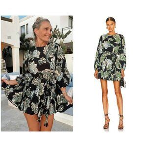 💕RHODE💕 Ella Dress ~ Camellia Vine Black Palm Leaf Botanical Print Small  NWOT